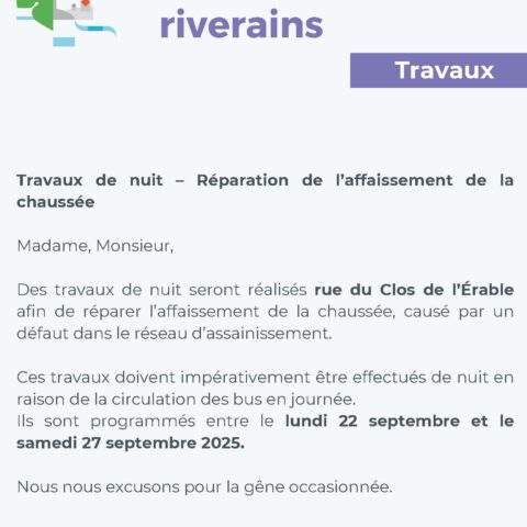 Informations riverains Travaux